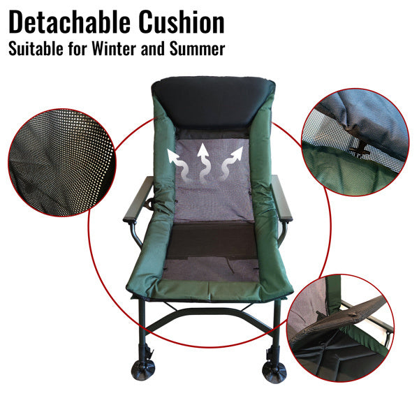 Camping Lounge Chair, Portable Folding Recliner With Adjustable Backrest