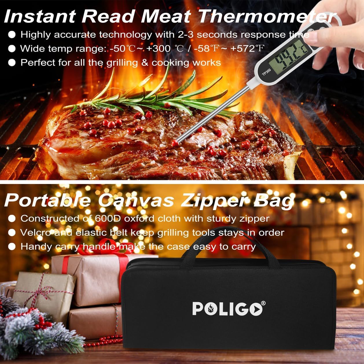 POLIGO 29 PCS BBQ Grilling Tools With Accessories and Case