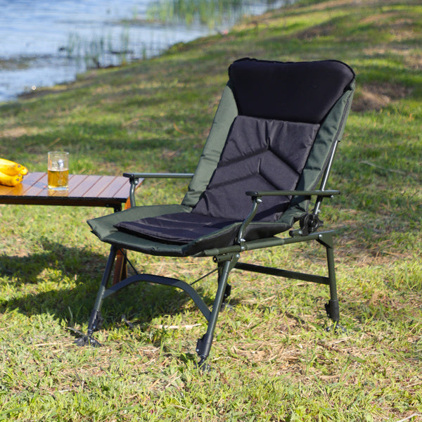 Camping Lounge Chair, Portable Folding Recliner With Adjustable Backrest