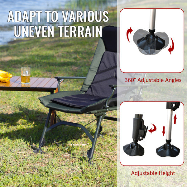 Camping Lounge Chair, Portable Folding Recliner With Adjustable Backrest