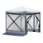 10X10ft Light Gray And Dark Gray Contrasting Pentagonal Automatic Folding Tent