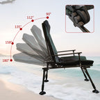 Camping Lounge Chair, Portable Folding Recliner With Adjustable Backrest