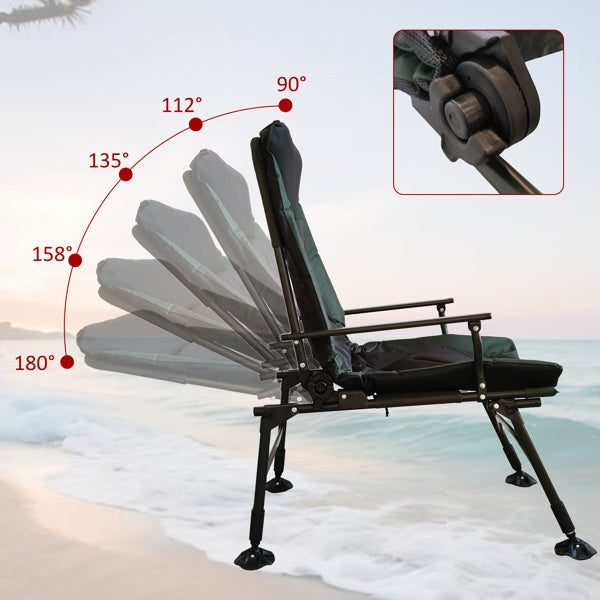 Camping Lounge Chair, Portable Folding Recliner With Adjustable Backrest